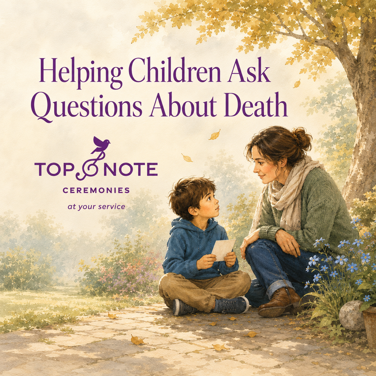 Children asking about death logo